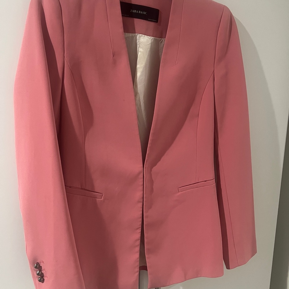 Zara Pink Blazer Modern Tailored Suit Jacket